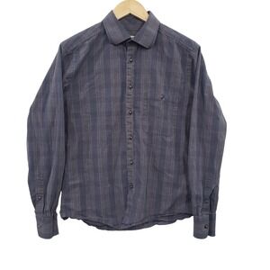 Joseph Abboud Mens Button Down Shirt Size M Blue Plaid Long Sleeve Cotton